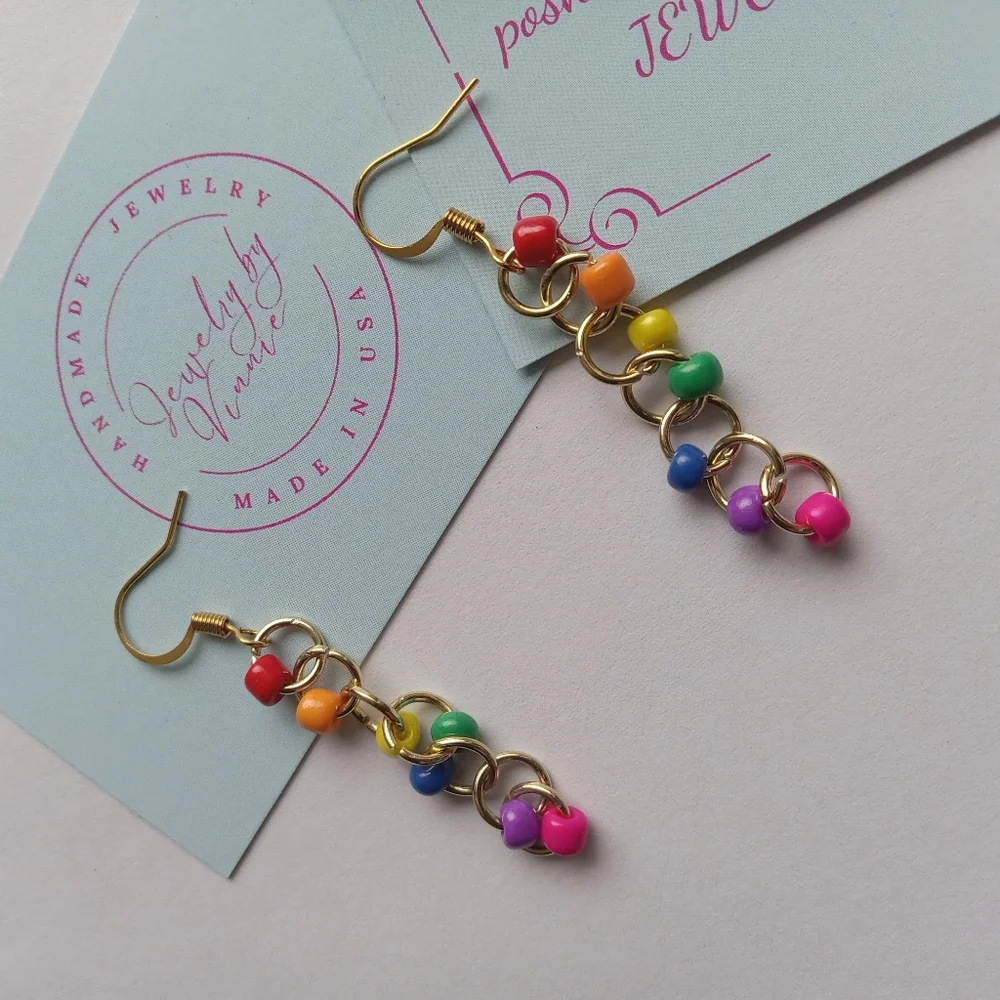 Hand Crafted Multicolor Beaded Earrings